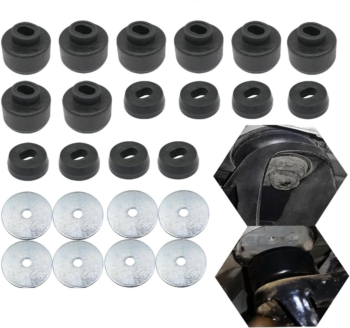 Black Body and Cab Mount Bushing Kit 16 Pcs H8878