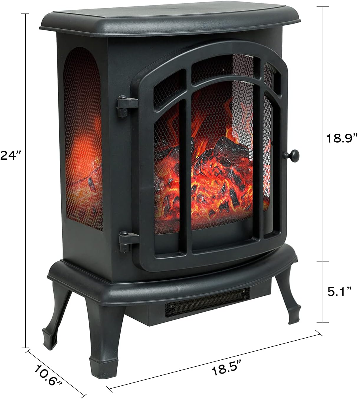 24 inch Portable Electric Wood Stove Fireplace with Flame Effect M333400