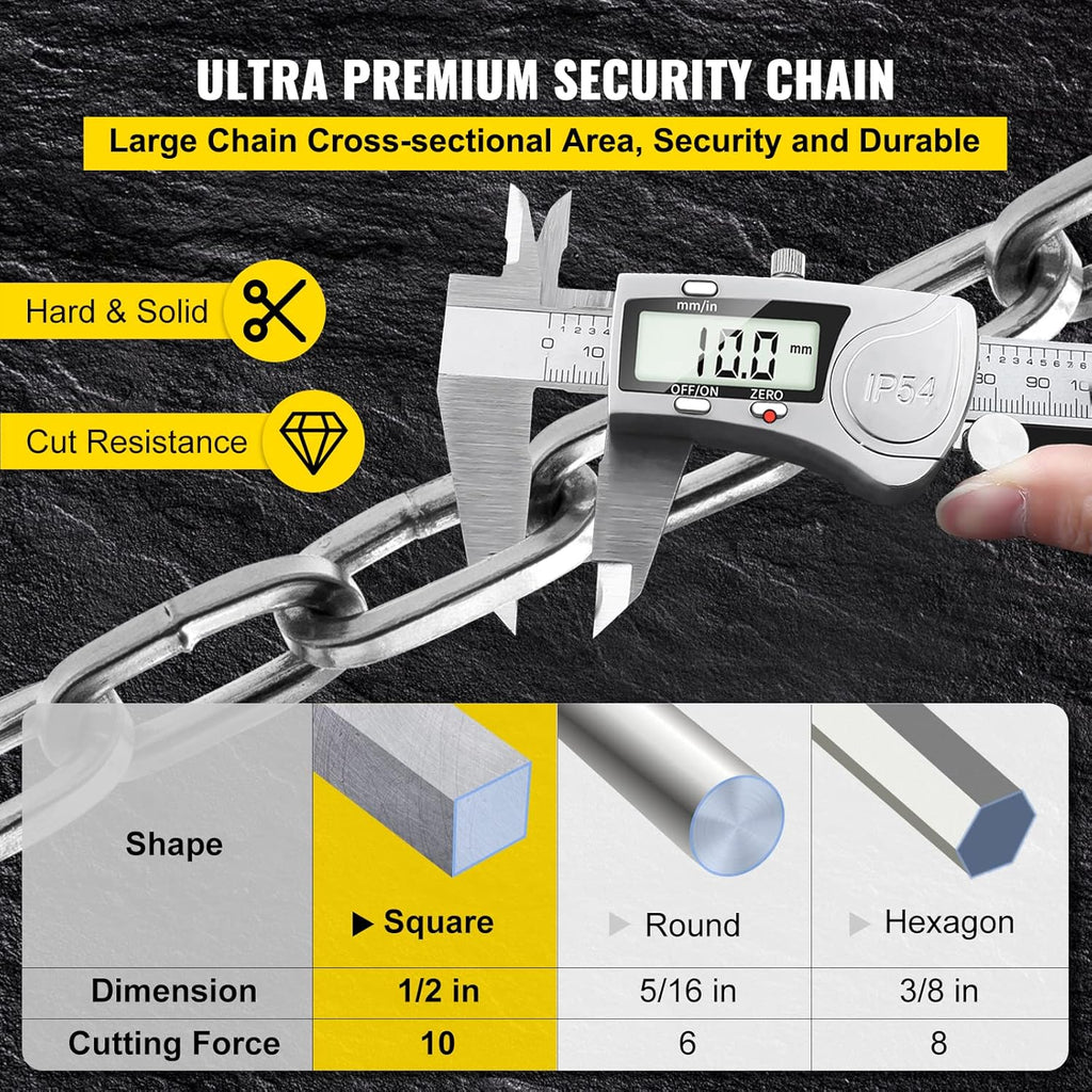 Heavy Duty Case-Hardened Chain and Lock Kit with 3 Keys I195935