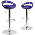 Blue Plastic Adjustable Height Barstool with Chrome Base B94209