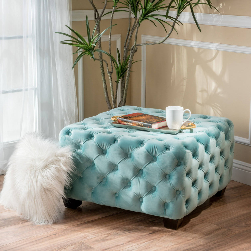 Grey Velvet Ottoman C2308