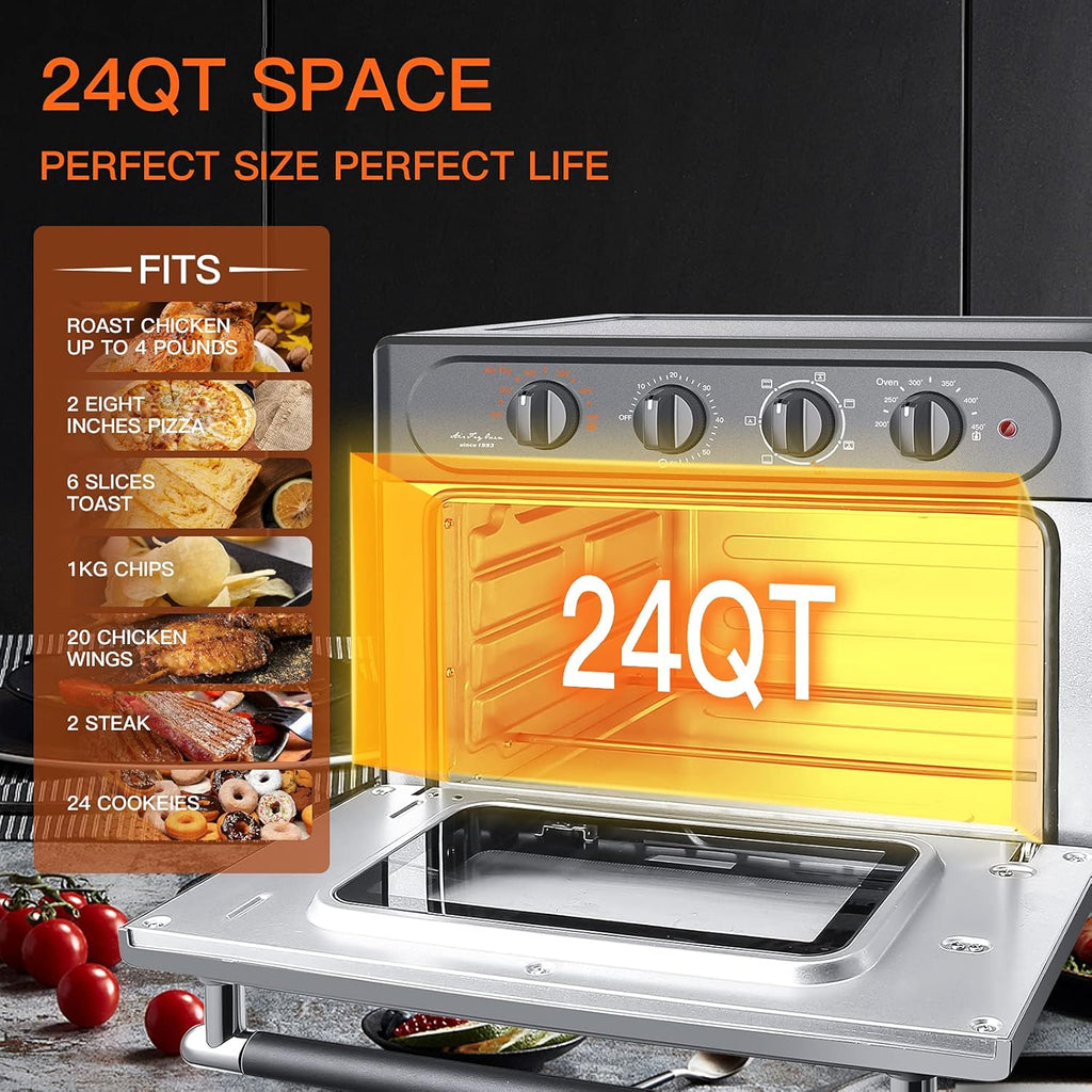 Air Fryer Toaster Oven Combo, 24 QT, 7-in-1, Dark Gray T655402