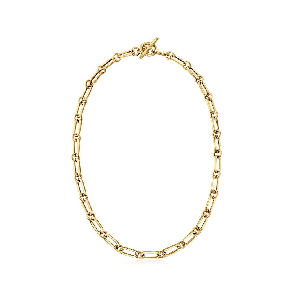 18kt Gold Over Sterling Paper Clip Link Necklace G821