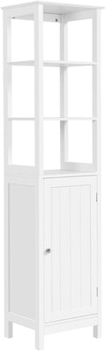White 63 in Wooden Bathroom Floor Cabinet with 3 Tier Shelves V659