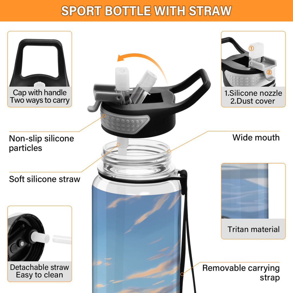 32oz Tritan Leakproof Clear Sports Water Bottle with Straw P64579