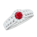 1.5 CT Lab Created Ruby and Moissanite Ring, 925 Sterling Silver, US 4.00 G130