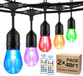 2-Pack 48FT Outdoor RGB String Lights with 30+5 E26 Shatterproof Edison Bulb Dimmable J90602