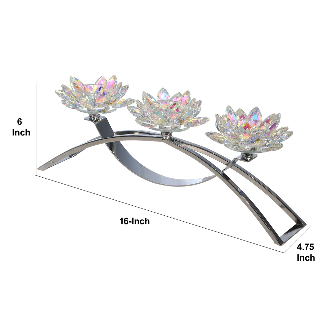 Silver Glass Candle Holder Q865