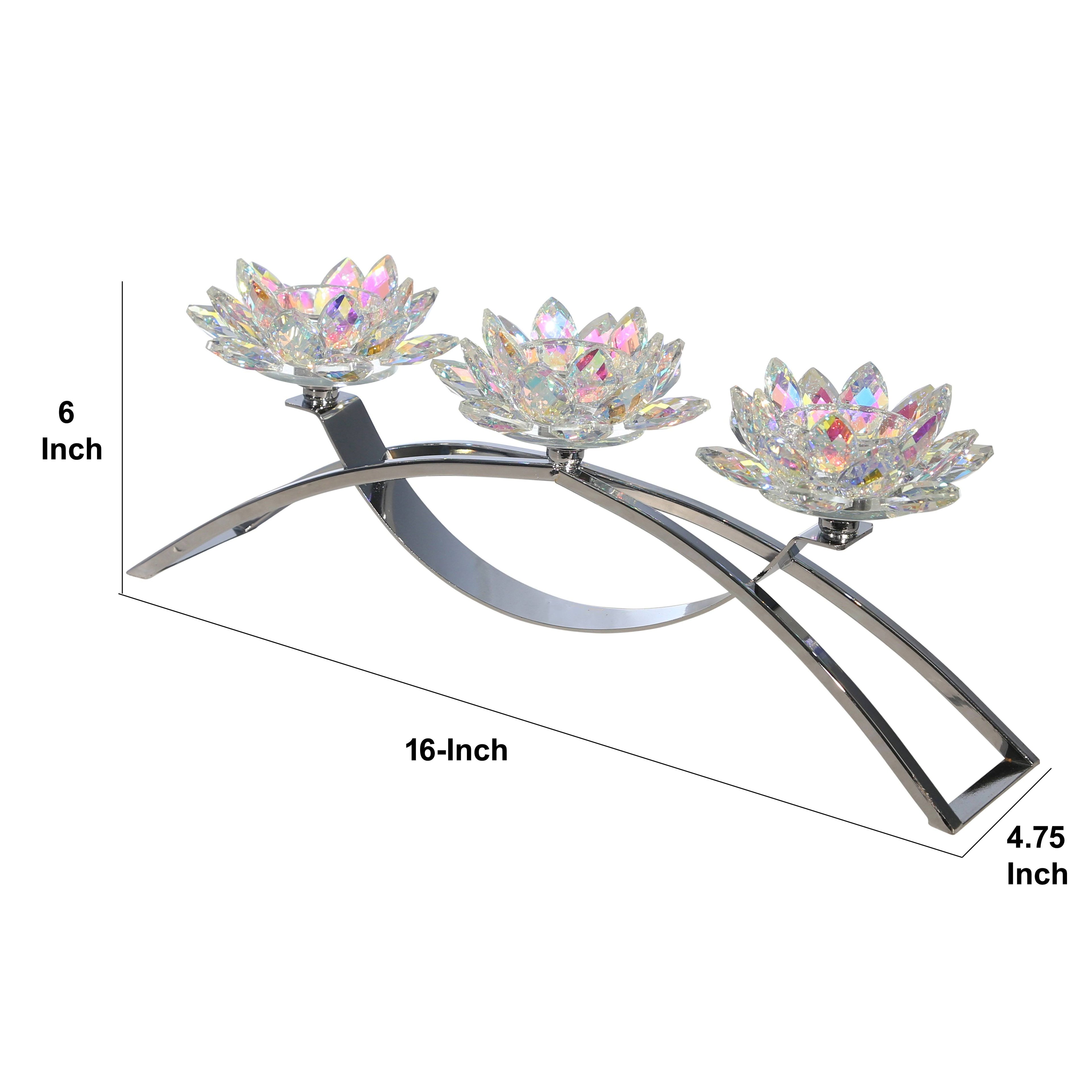 Silver Glass Candle Holder Q865