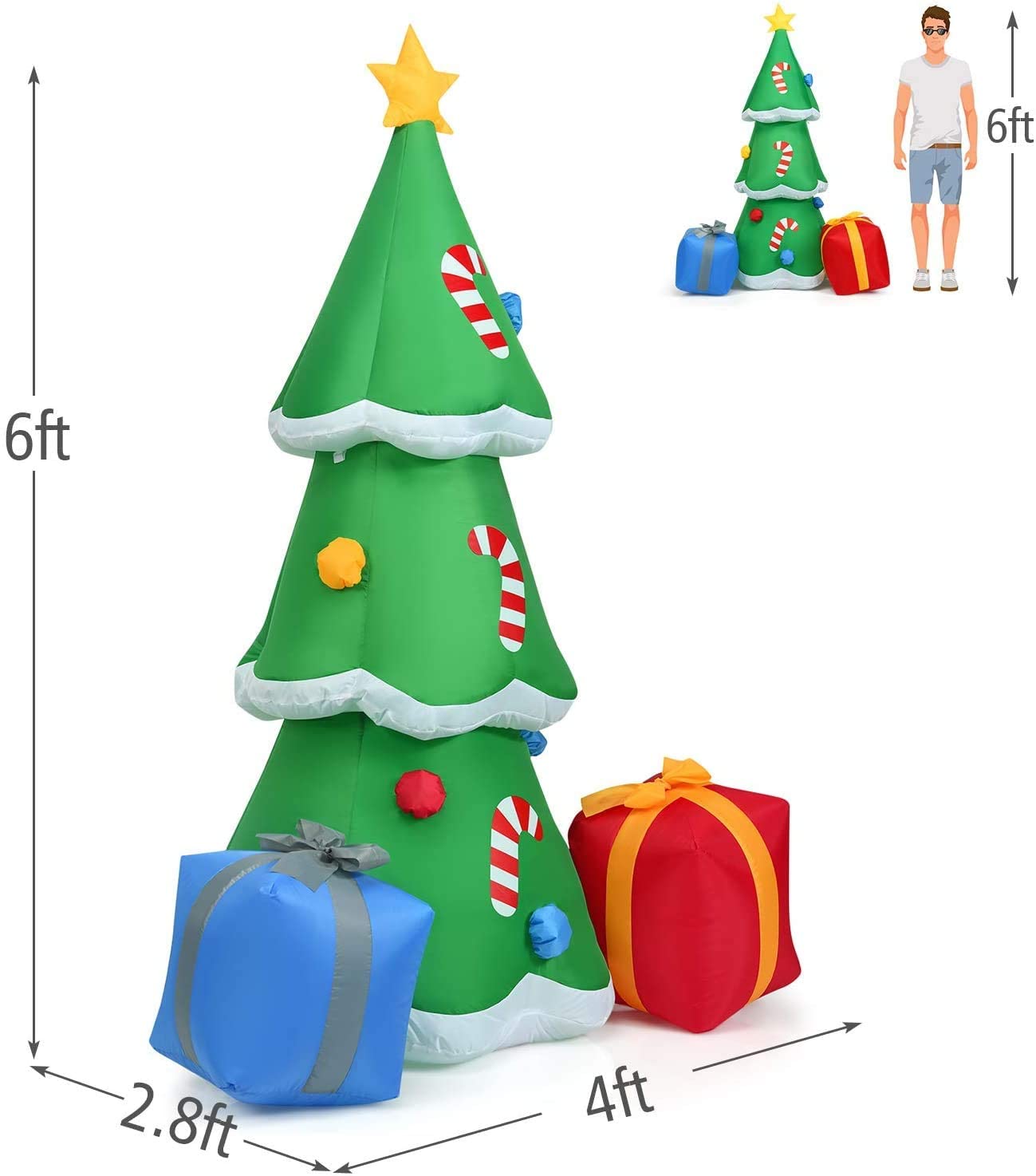 6 FT Christmas Tree Inflatables with Led Lights F6010