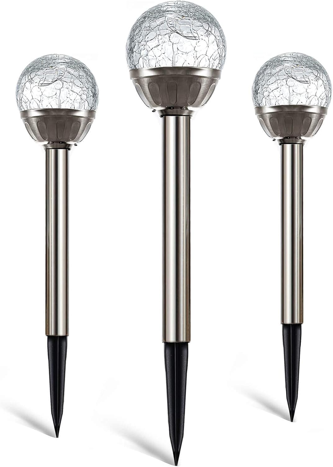 Cracked Glass Ball Lights Outdoor Garden Pathway Lights (3 Pack) A9404