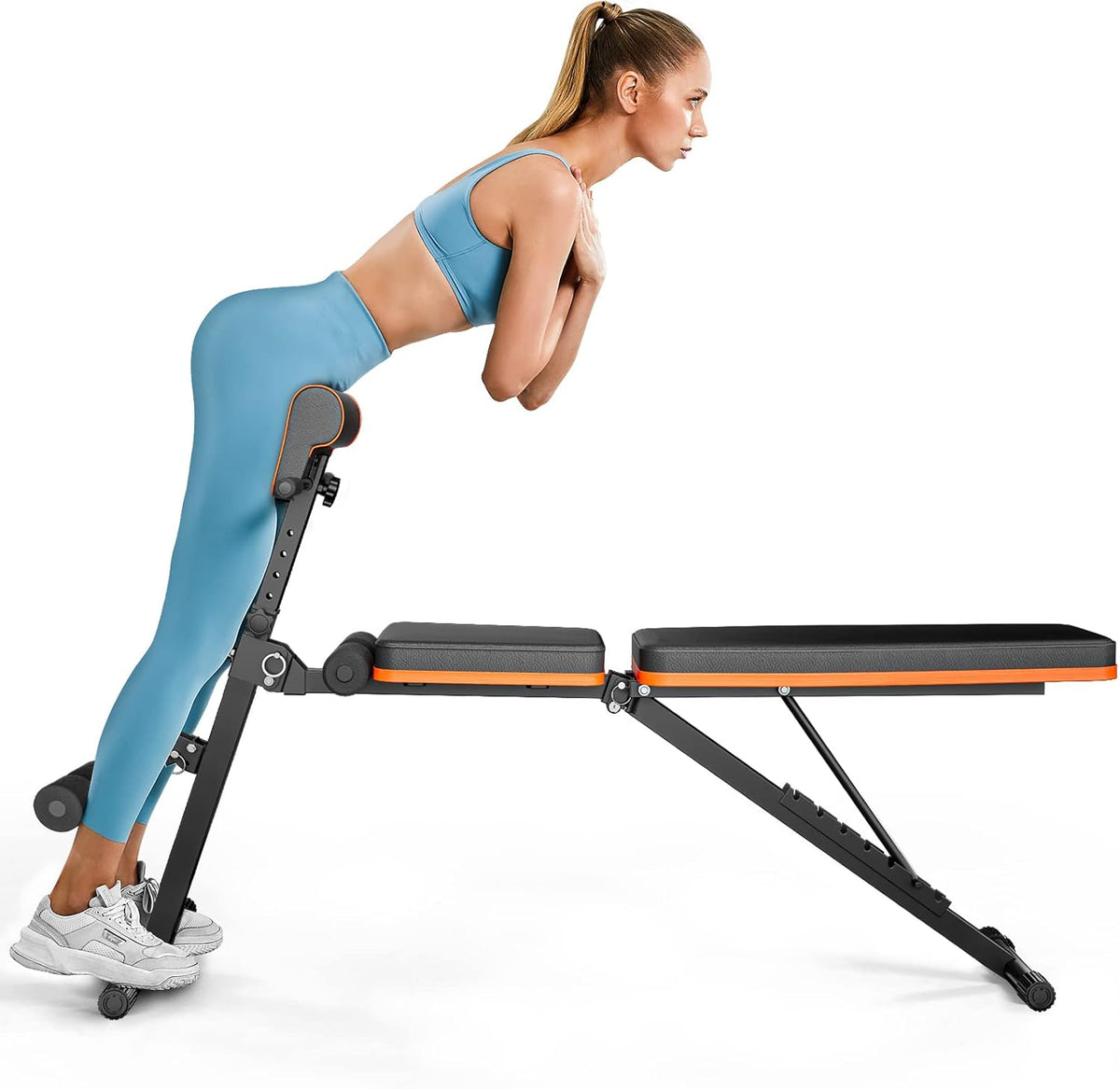 Adjustable Weight Bench with Two Exercise Bands D586