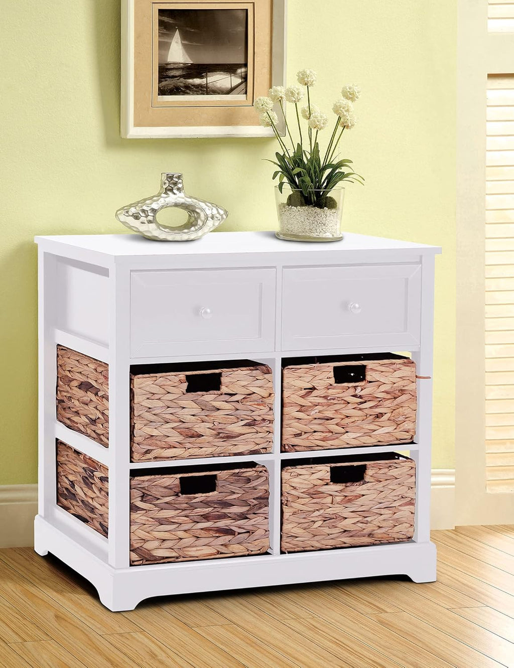 Black Storage Cabinet with 2 Drawers & 4 Removable Baskets X575