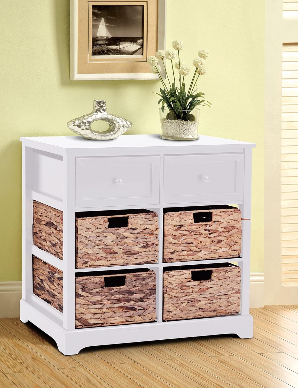 Black Storage Cabinet with 2 Drawers & 4 Removable Baskets X575