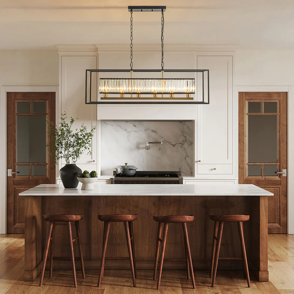 6-Light Rectangular Crystal Chandelier E687445