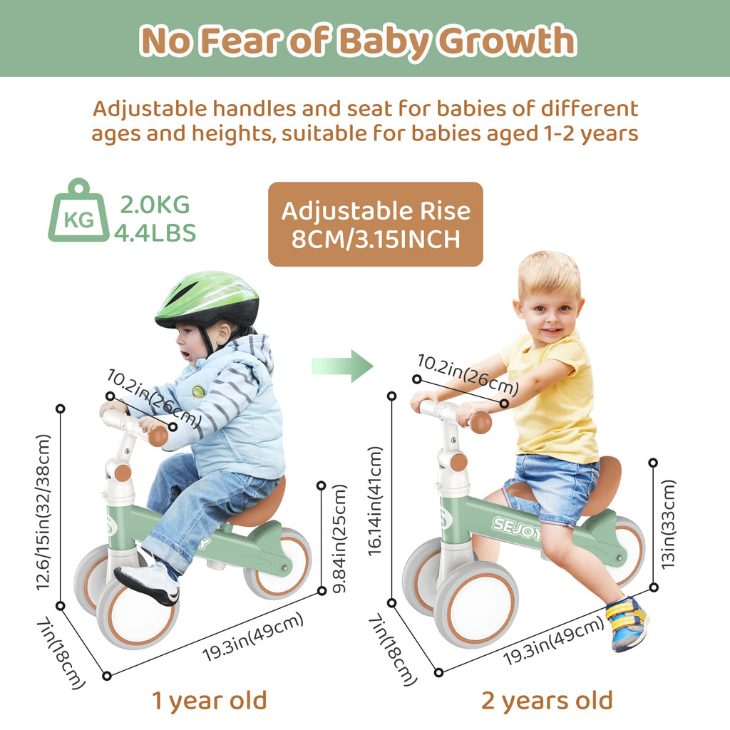 Green 3 Wheels No Pedal Baby Balance Bike R45312
