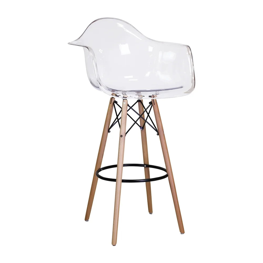 Clear Counter Stool with Wooden Dowel Base K46123