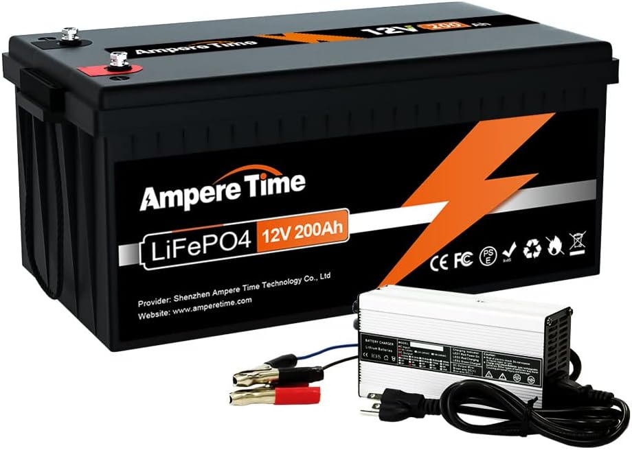 12V 50Ah LiFePO4 Battery with 14.6V 10A Lithium Battery Charger, 50A BMS W889507