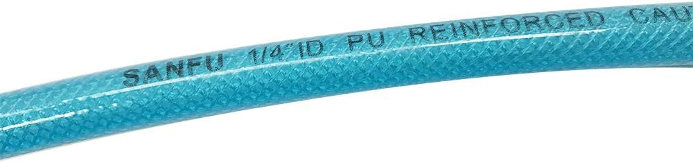 Transparent Blue 100ft Polyurethane Air Hose with 1/4" Swivel MNPT Solid Brass Quick Coupler and Plug, Pack of 2 Q5945