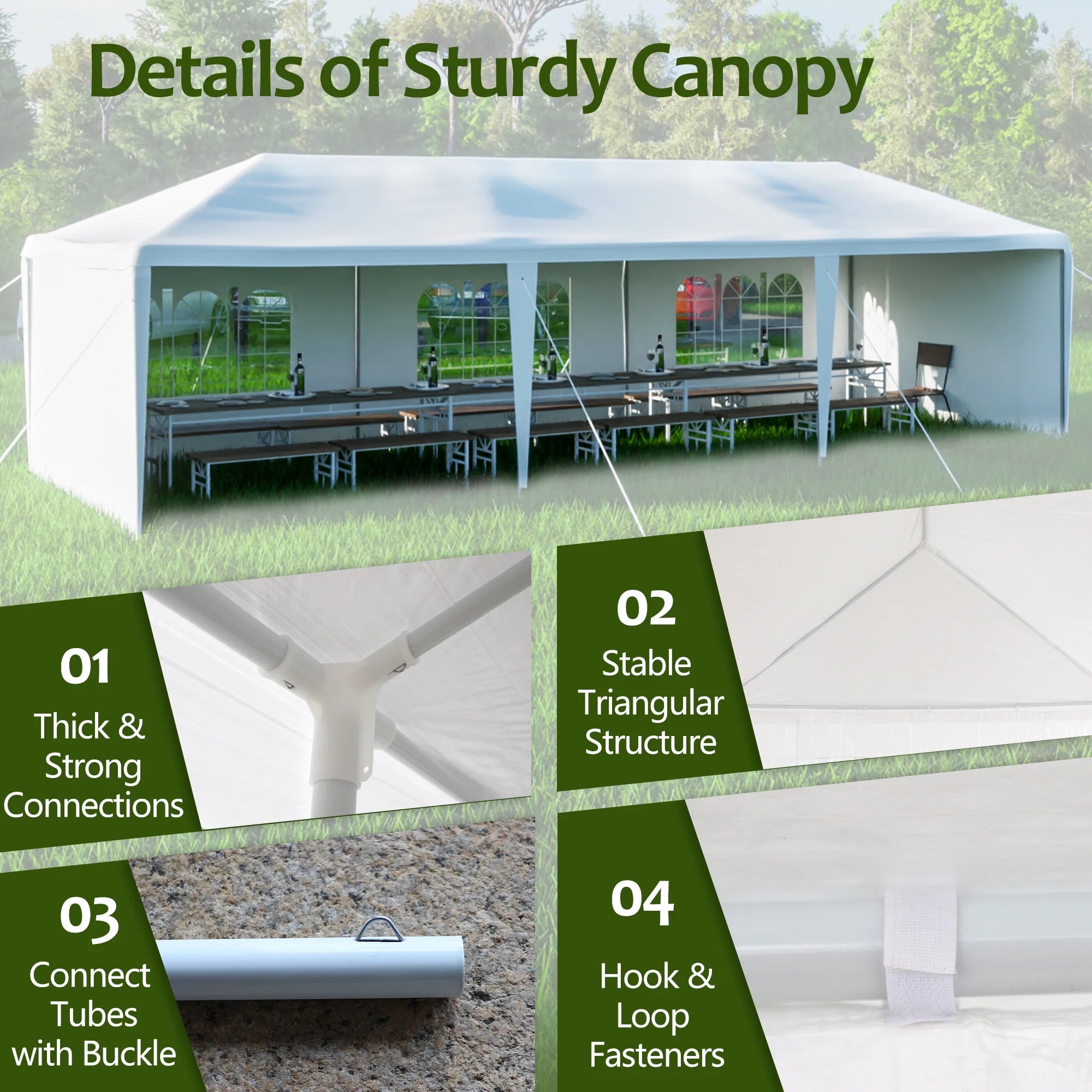 10x30' Outdoor Canopy Tent with 5 Removable Sidewalls I3897