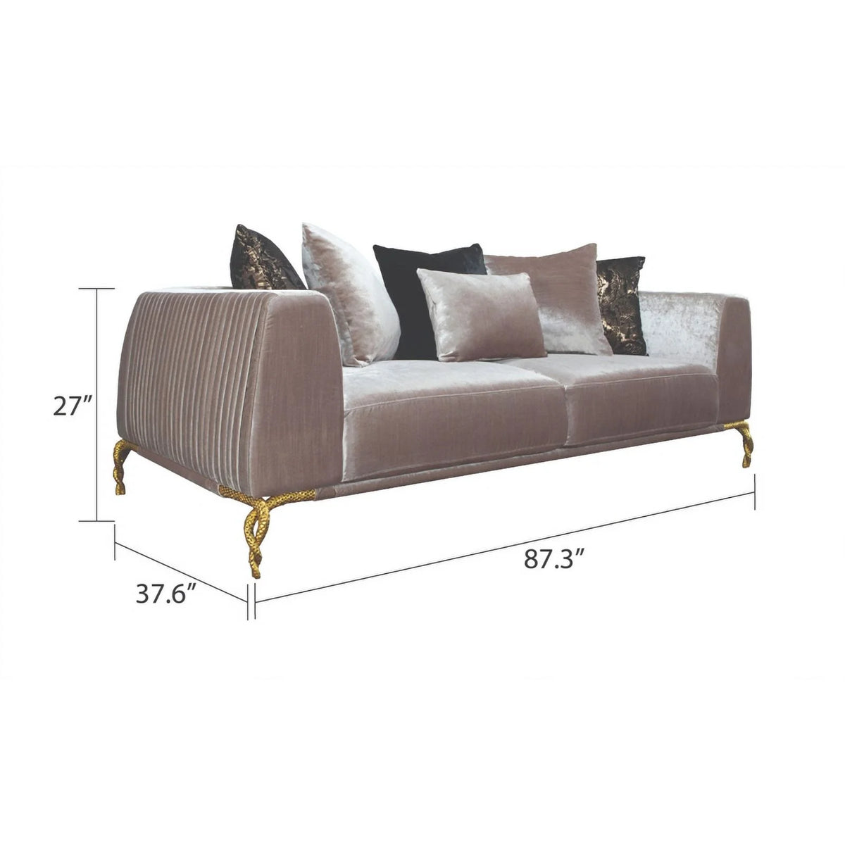 Ivory Velvet 2PC Living Room Set with Wood D853360