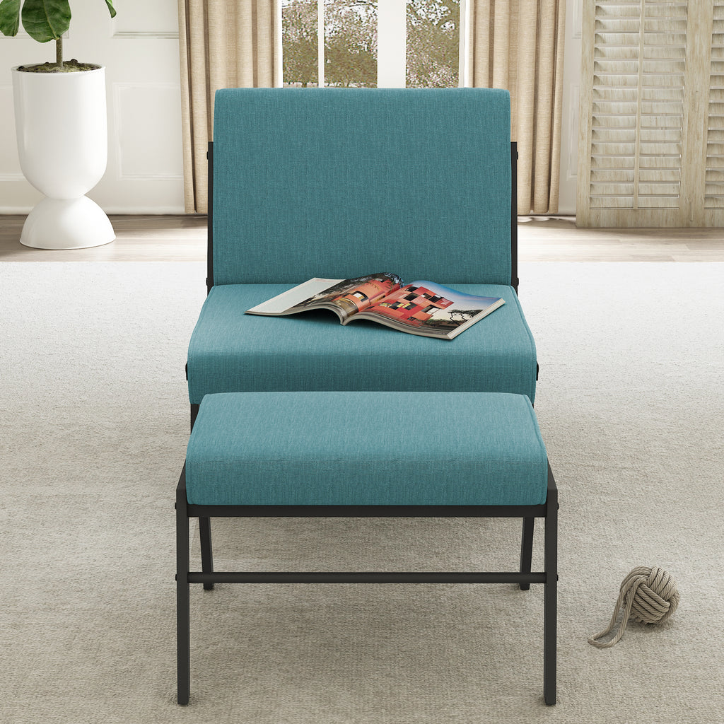 Linen Accent Chair with Ottoman R942