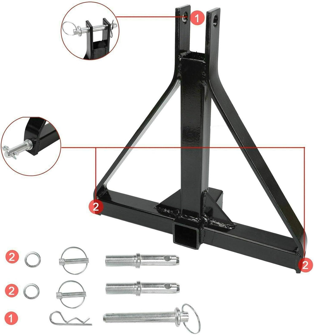 2 Receiver 3 Point Trailer Hitch Category 1 Tractor Tow Drawbar Adapter F543990