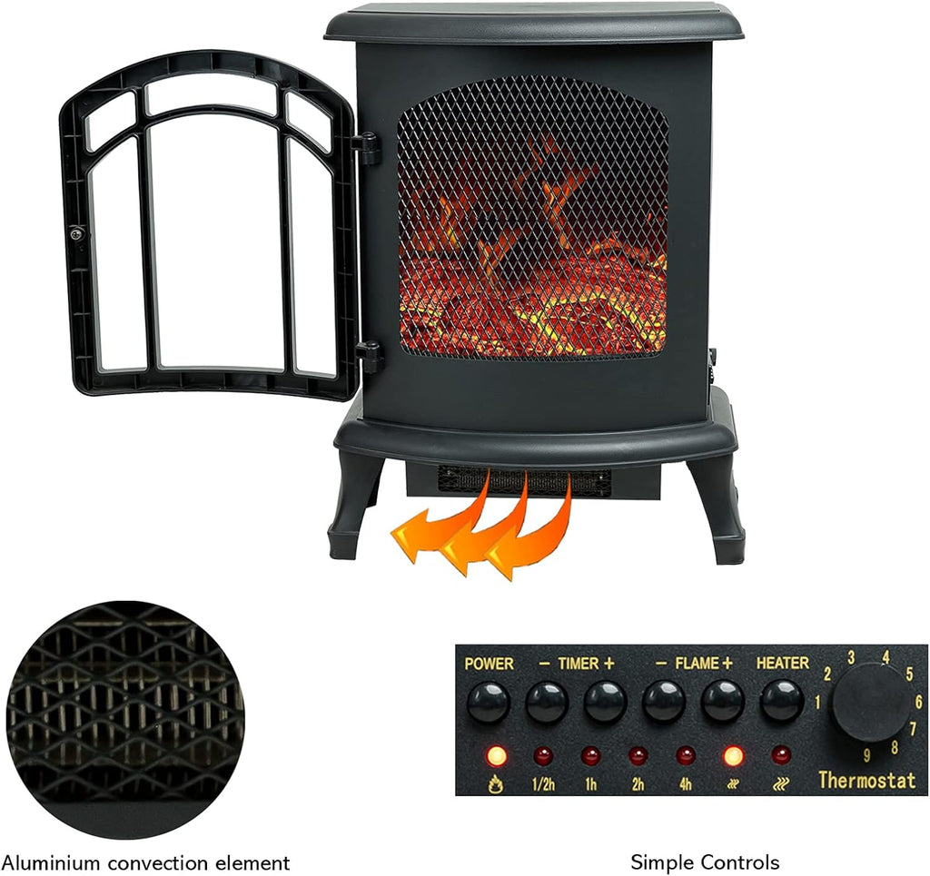 24 inch Portable Electric Wood Stove Fireplace with Flame Effect M333400