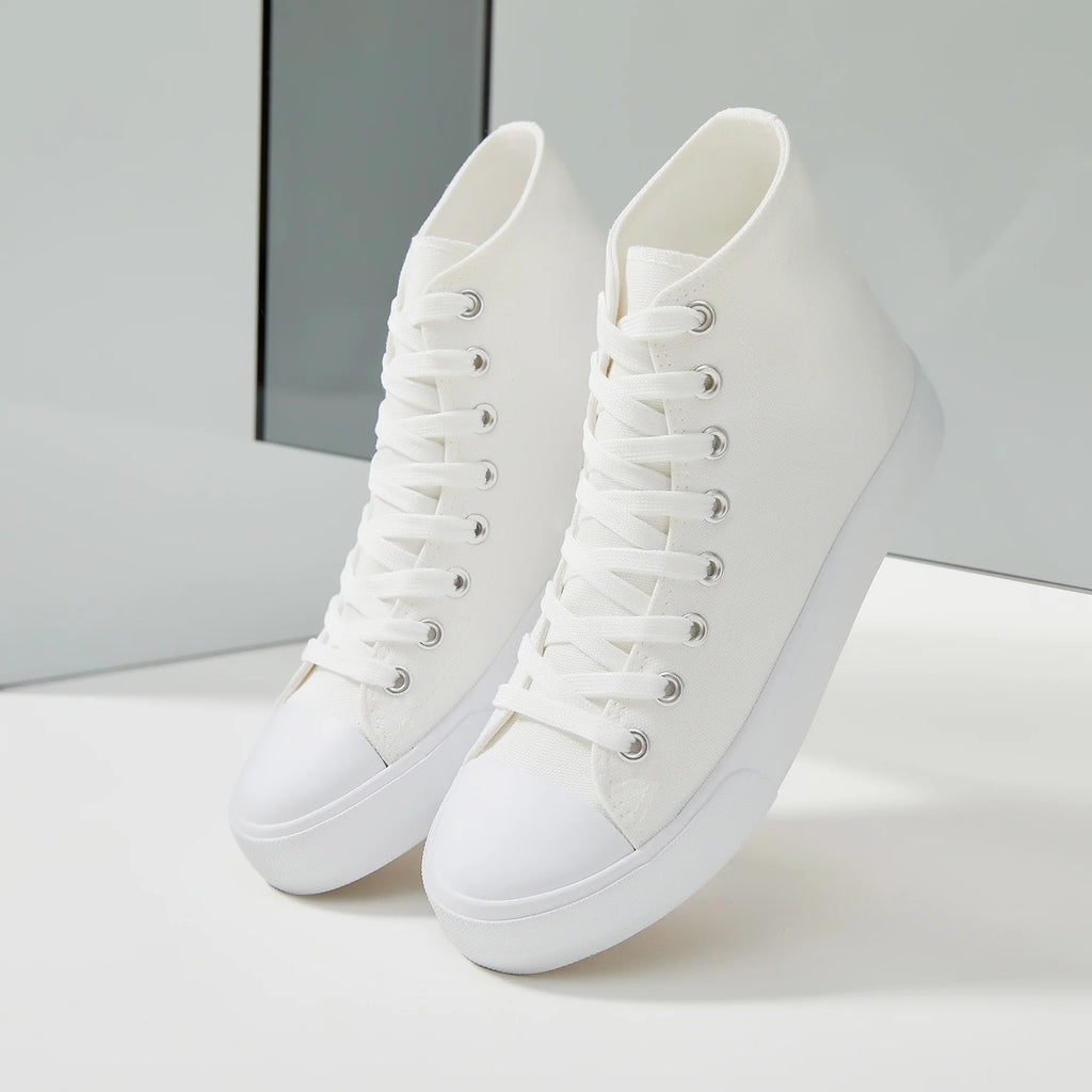 Off-White Canvas High Top Lace-Up Sneakers I495919