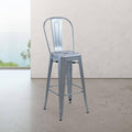 Gray Bar Stool with High Back, 17 W x 18 D x 47 H F8518