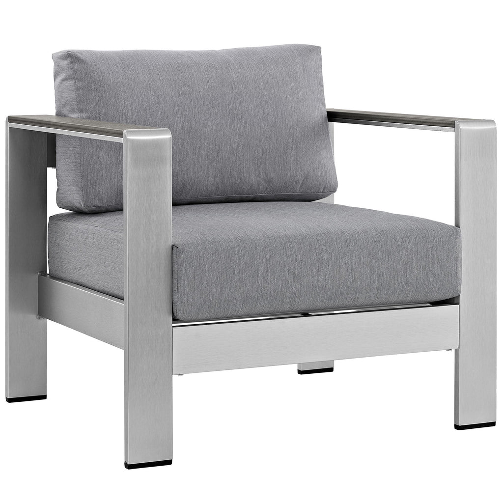 Silver Gray Aluminum Outdoor Armchair W8048