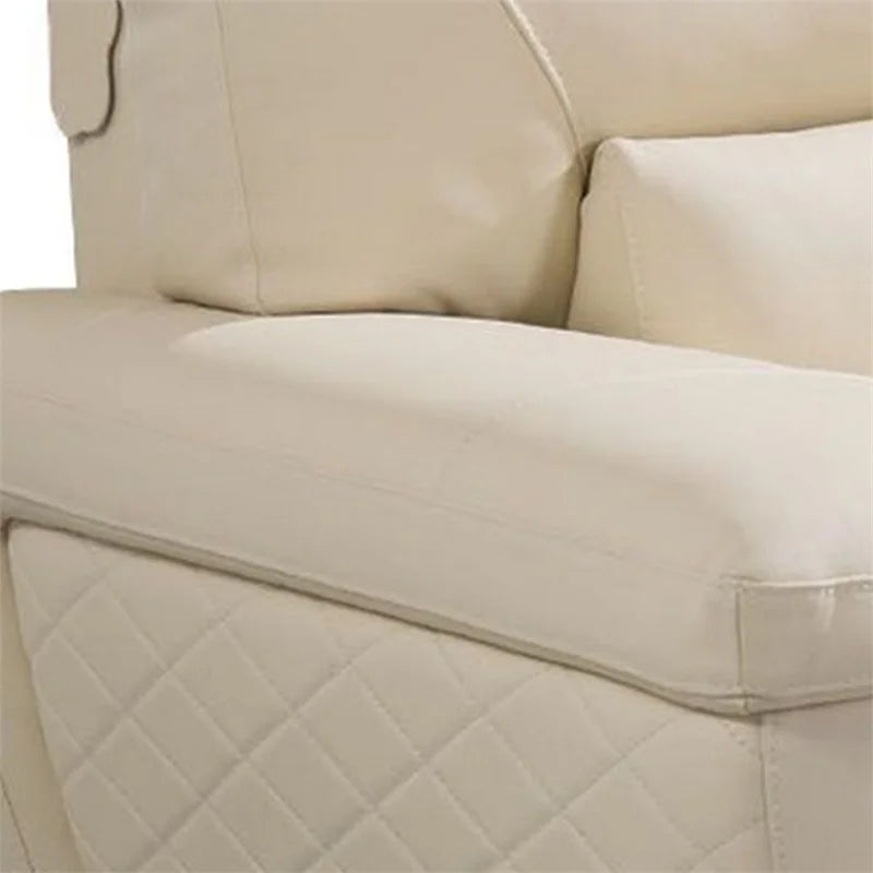 Cream Leatherette Chair with Attached Waist Pillow U506
