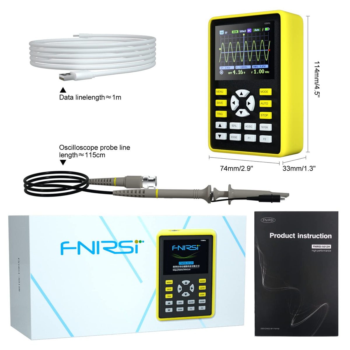 2.4-inch Digital Handheld Pocket Oscilloscope 500MS/s 100MHz Pack of 2 P269