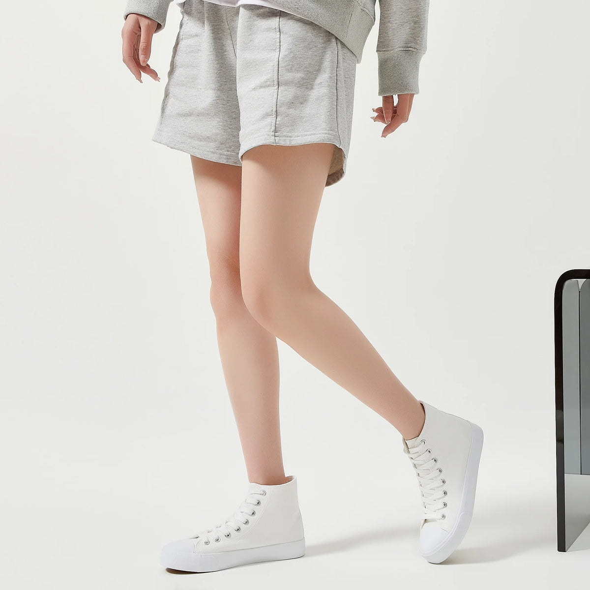 Off-White Canvas High Top Lace-Up Sneakers I495919