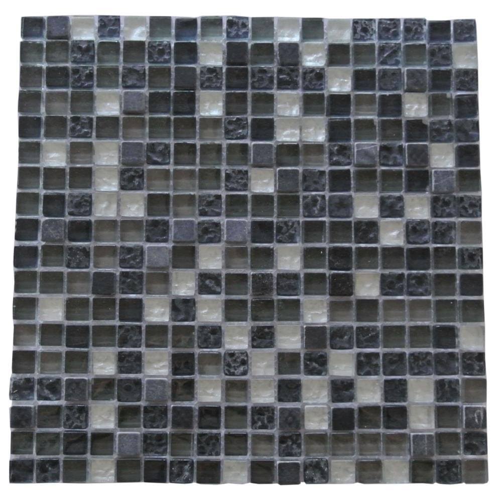 11-Pack Multi Black/Glossy 12-in x 12-in Glossy Stone Look Floor and Wall Tile X910