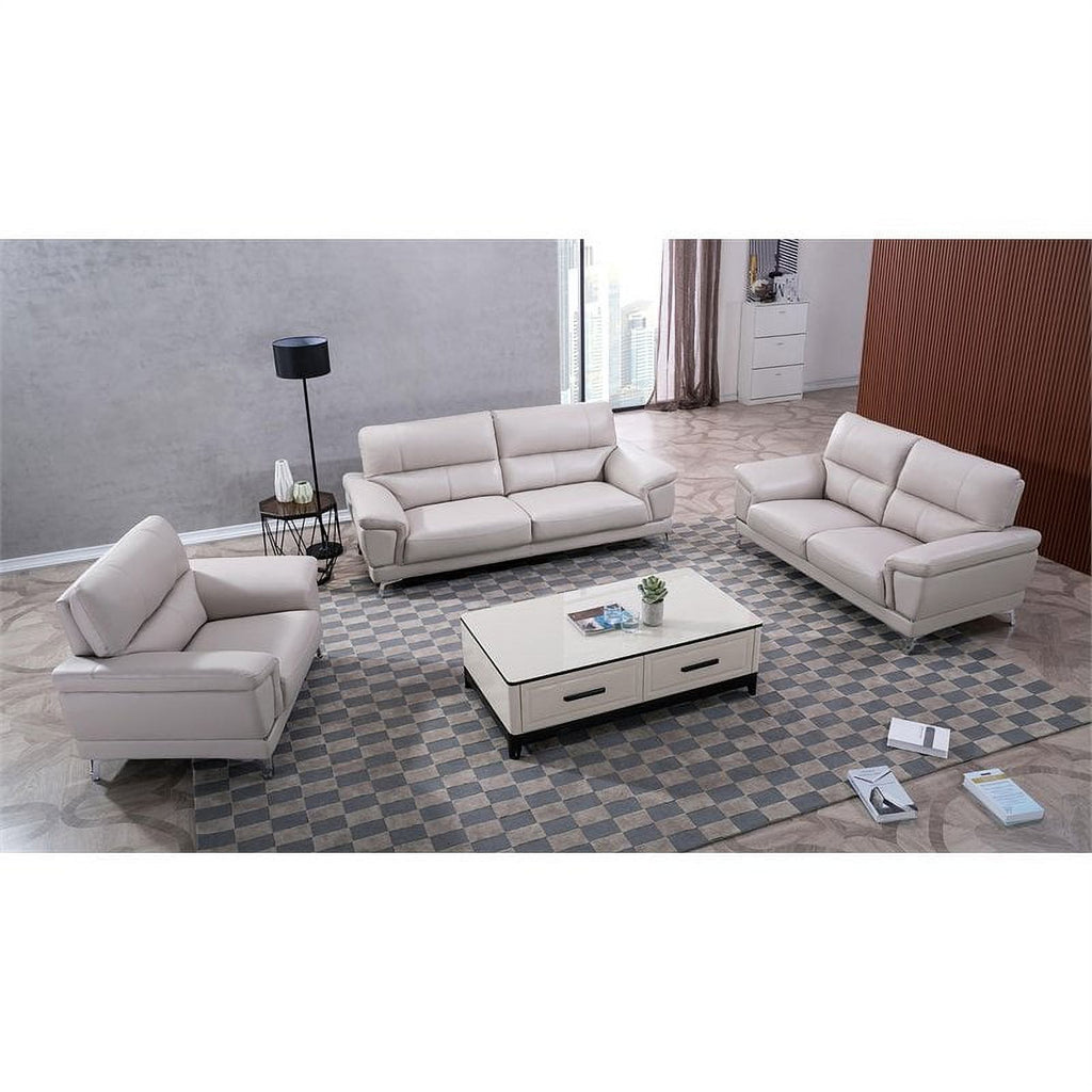 Genuine Leather Accent Chair in Light Gray S914372