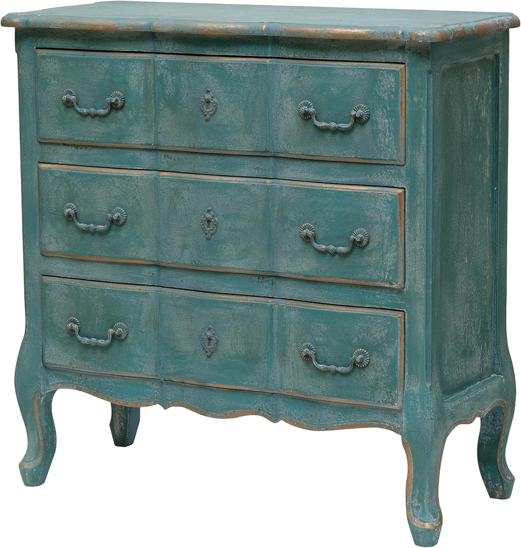 Distressed Blue 3 Drawer Wood Dresser L684025