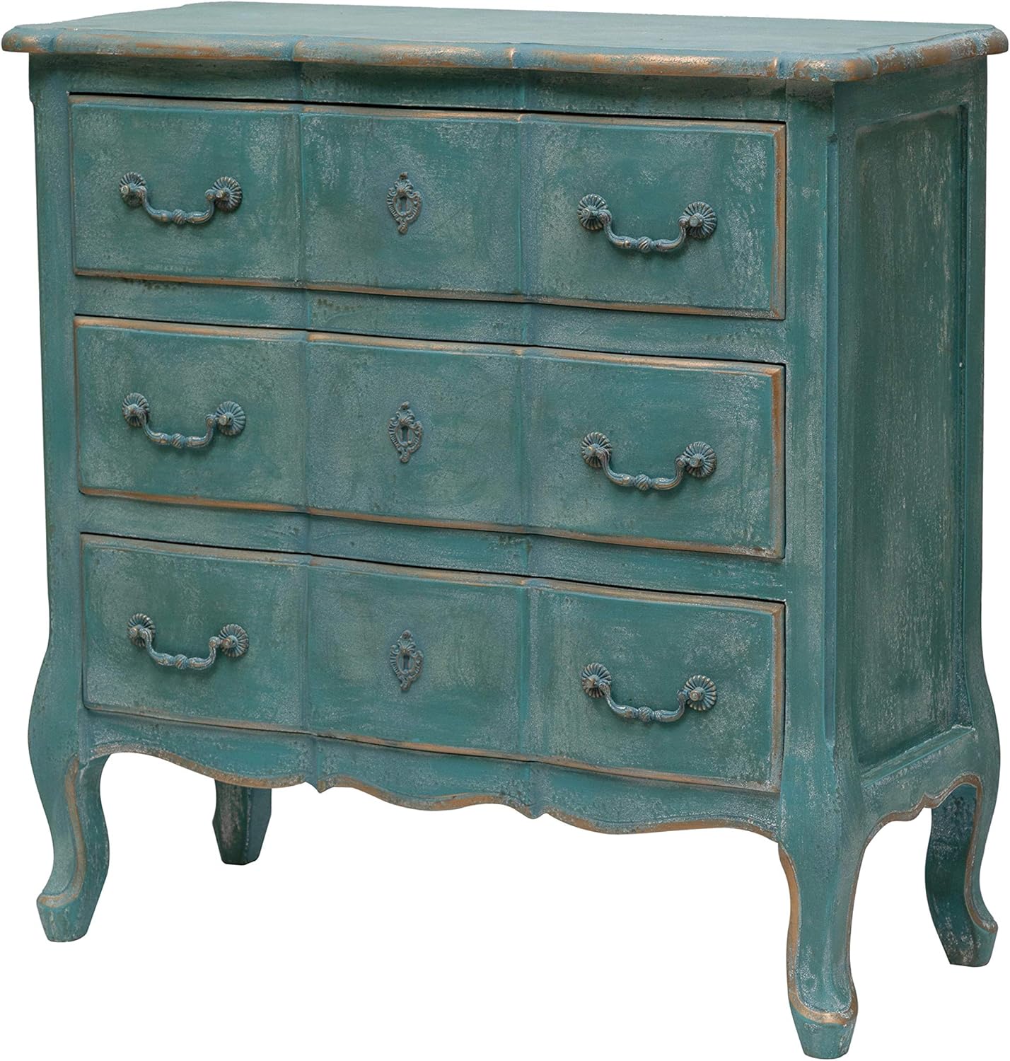 Distressed Blue 3 Drawer Wood Dresser L684025