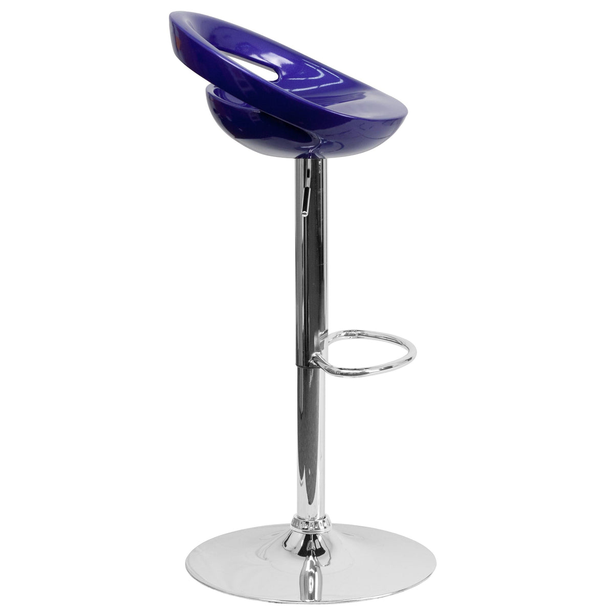 Blue Plastic Adjustable Height Barstool with Chrome Base B94209
