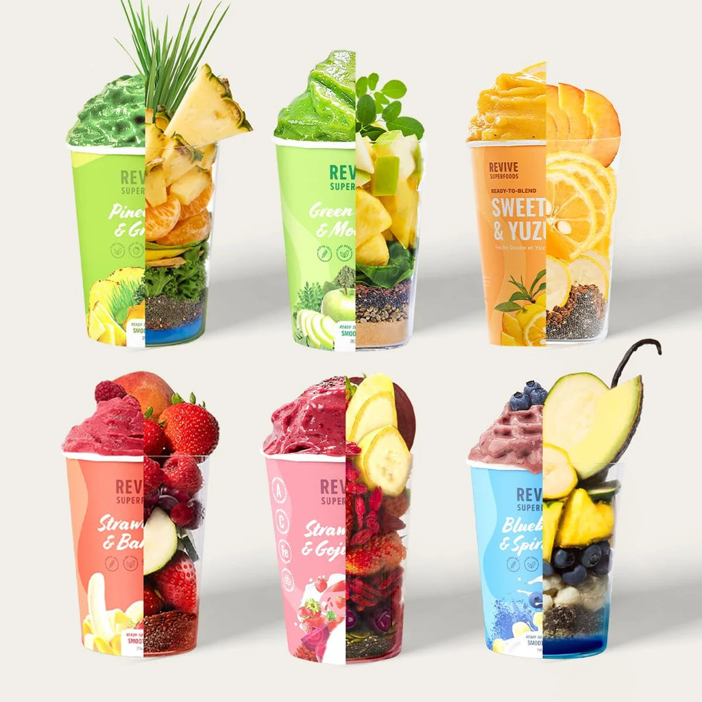 Wellness Bundle 9 Pack with Green Apple & Moringa, Pineapple & Greens X2, Strawberry & Banana, Strawberry & Goji Berry X2, Blueberry & Spirulina, Sweet Peach & Yuzu X2 O7033