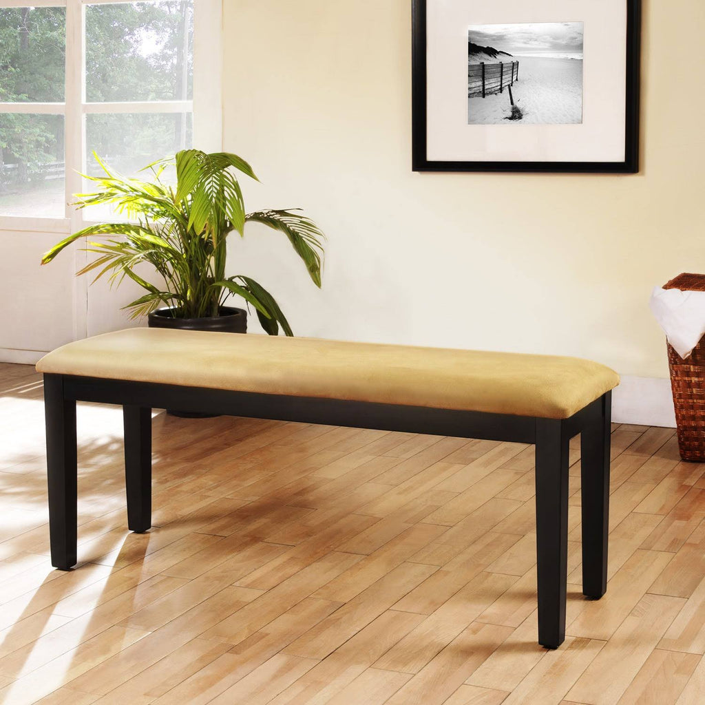 Goldtone Microfiber Black Wood Base Gold Bench K140