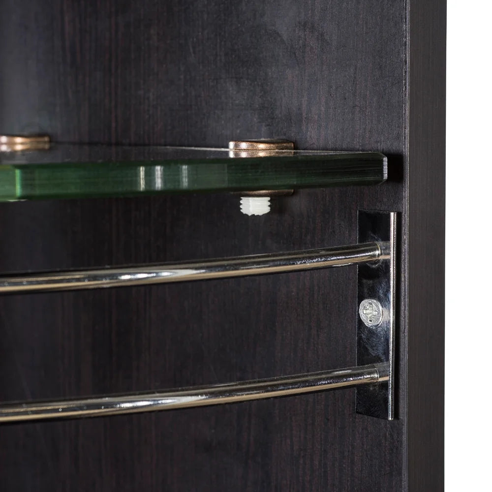 Black Corner Bar with Built-in Wine Rack and Lower Cabinet X956