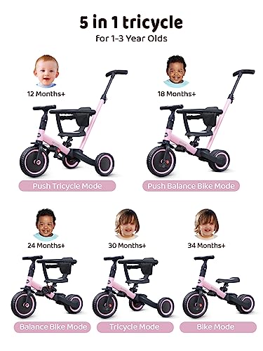 Toddler Tricycle with Backrest and Safety Belt, Adjustable Seat B4025