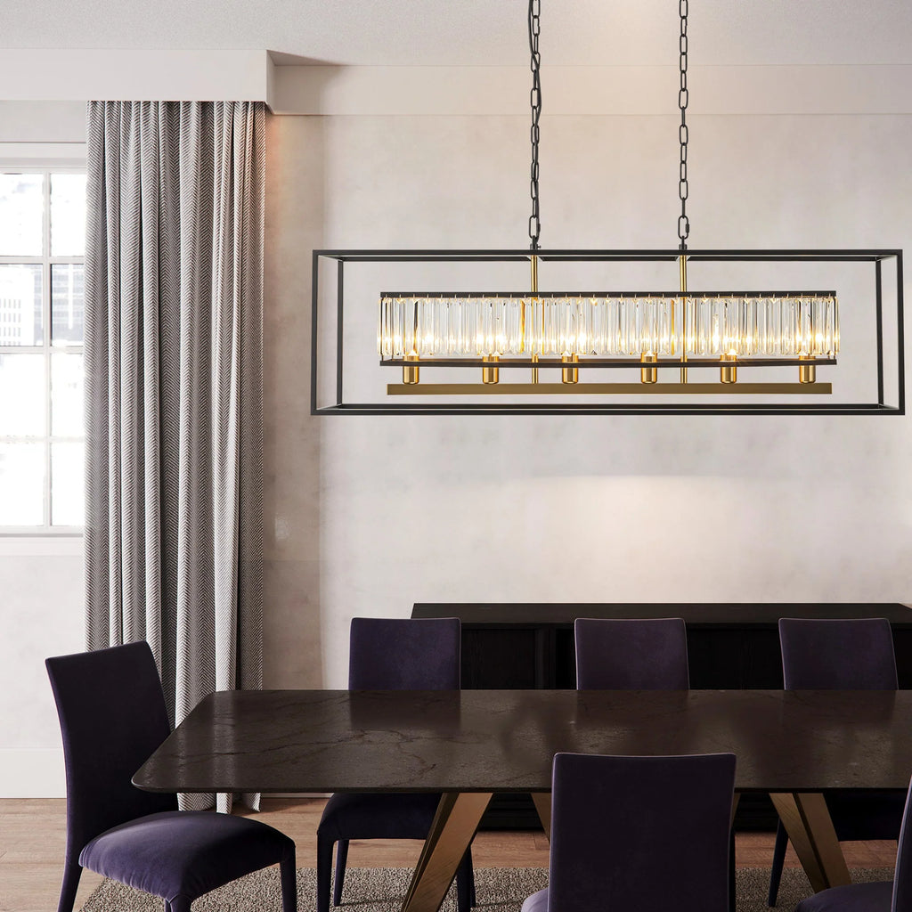 6-Light Rectangular Crystal Chandelier E687445