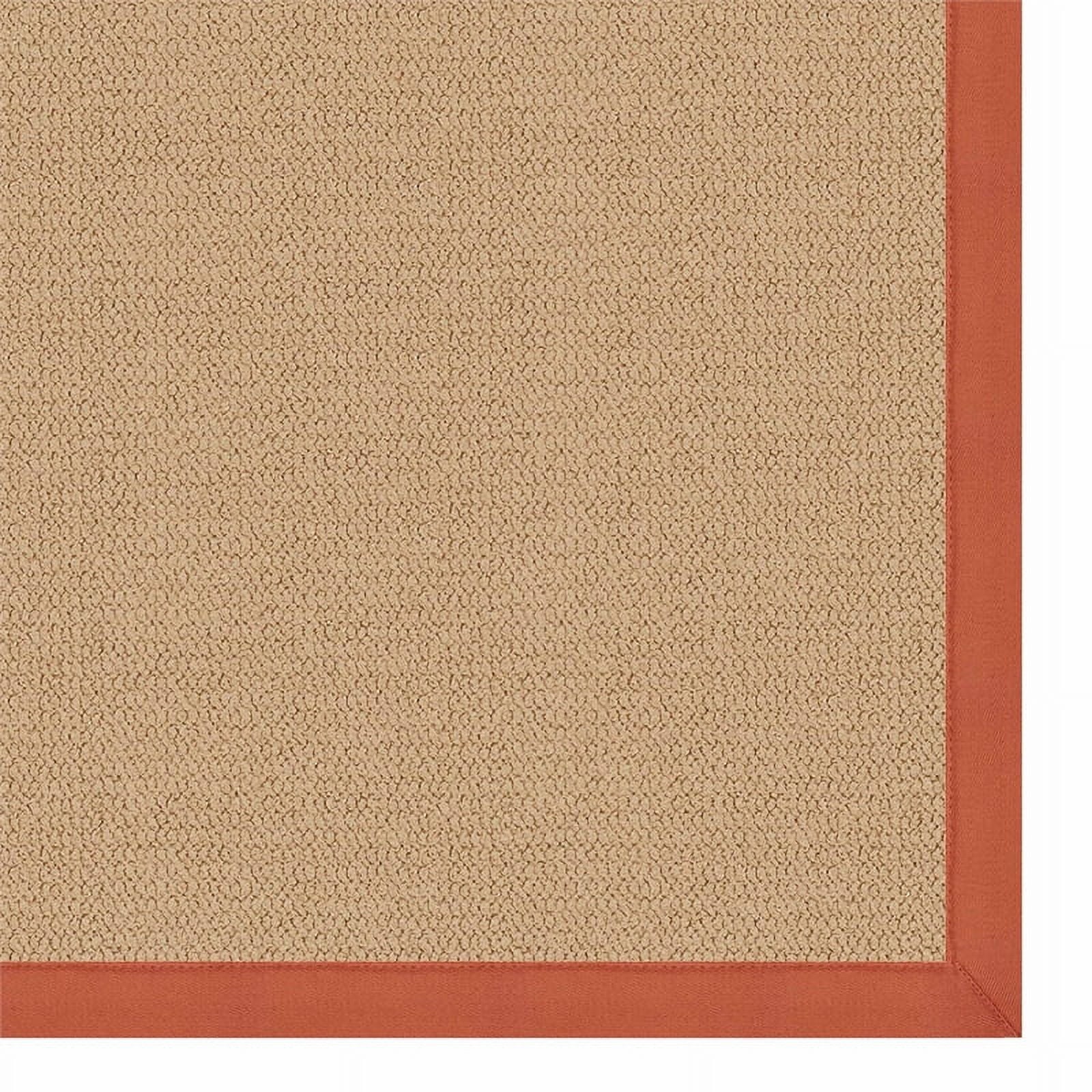 Machine Tufted Wool 5'x8' Rug in Sisal and Burnt Orange H538
