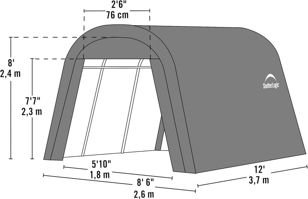 Green 8'x12'x8' Round Style Shelter N278