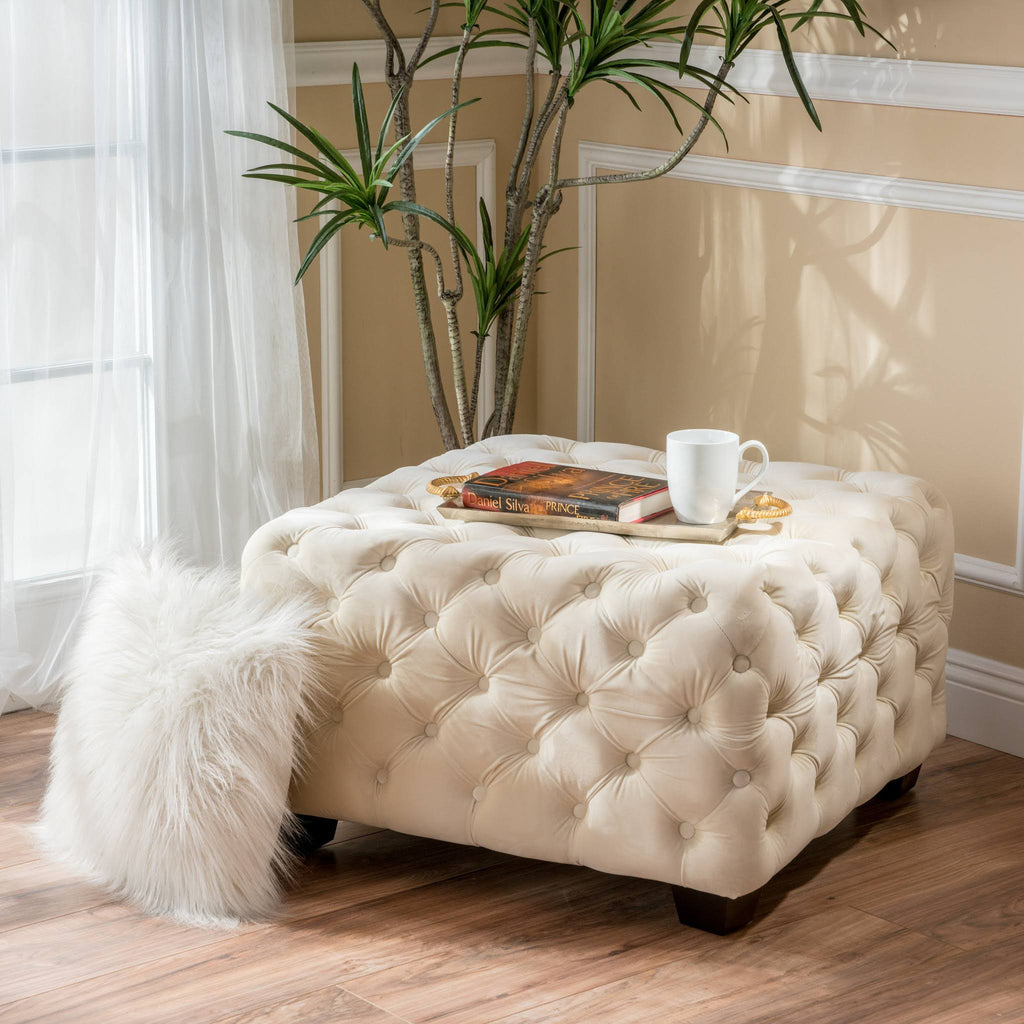 Grey Velvet Ottoman C2308