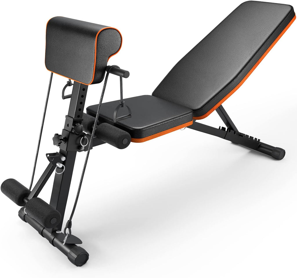 Adjustable Weight Bench with Two Exercise Bands D586