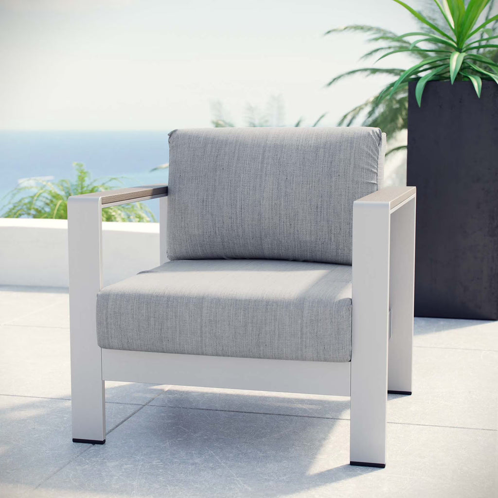 Silver Gray Aluminum Outdoor Armchair W8048