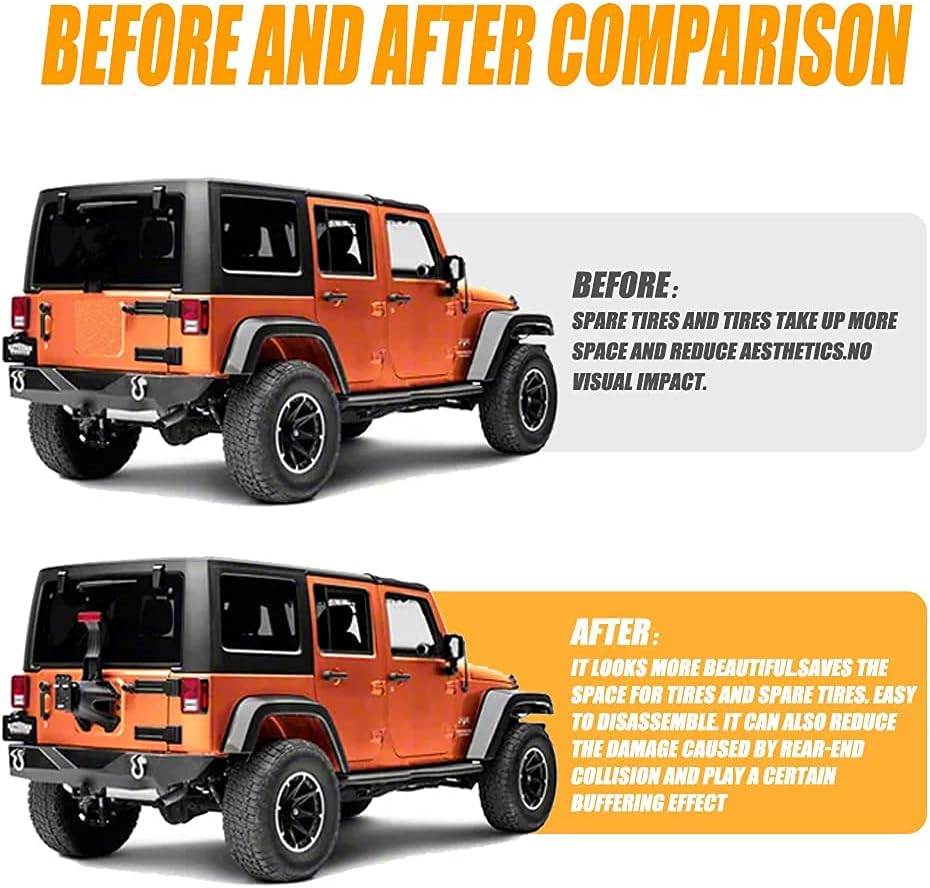Spare Tire Carrier Mounting Bracket with Third Brake Light for 2007-2017 Jeep Wrangler JK Unlimited O7457